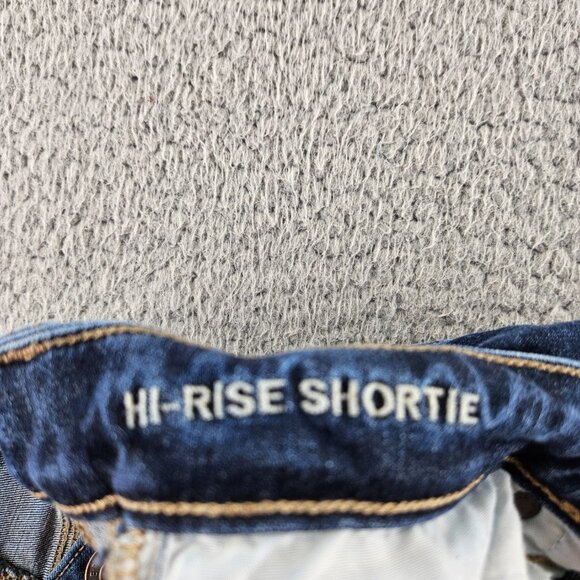 American Eagle Shorts Womens 2 Blue Denim Hi-Rise Shortie Next Level Stretch Raw - Picture 5 of 16